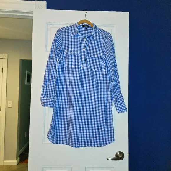Chaps Dresses | Chaps Brand Button Down Shirt Dress | Color: Blue | Size: M | Shorack's Closet